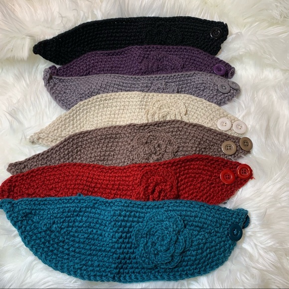 🌸 Knitted Headband Ear Warmer with Flower - Picture 7 of 7